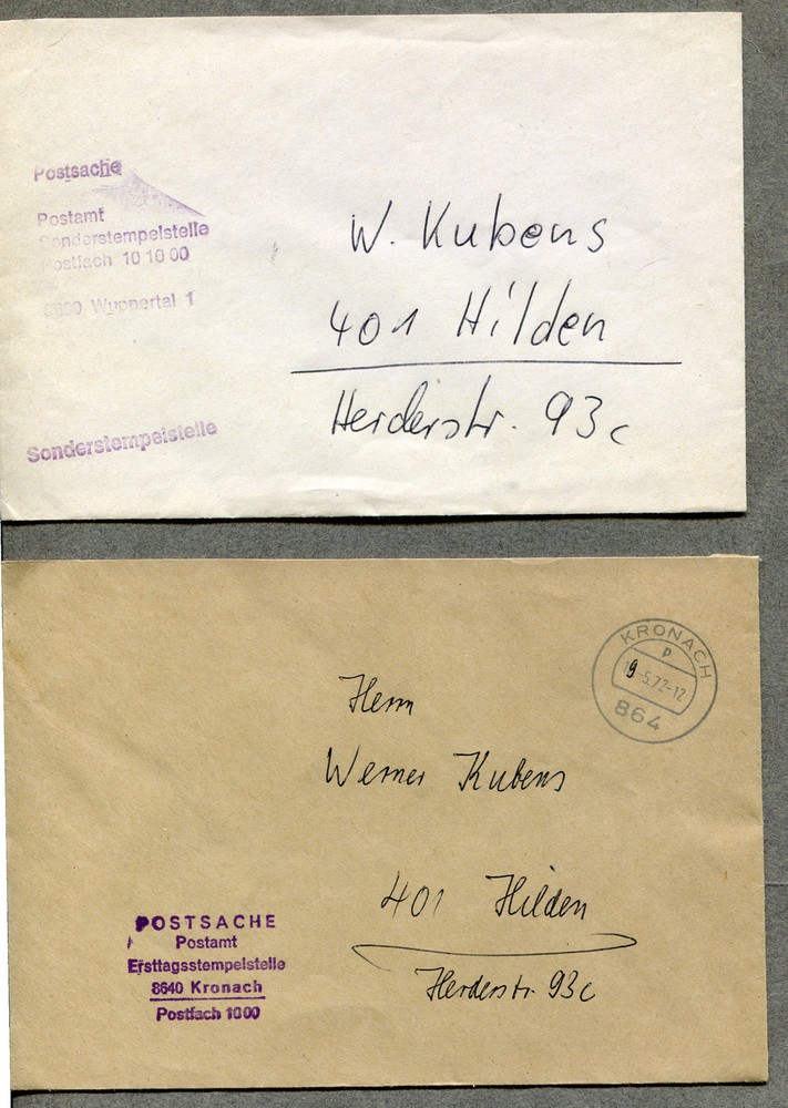 2 Documents Postsache Ersttagsstempelstelle (Q85)