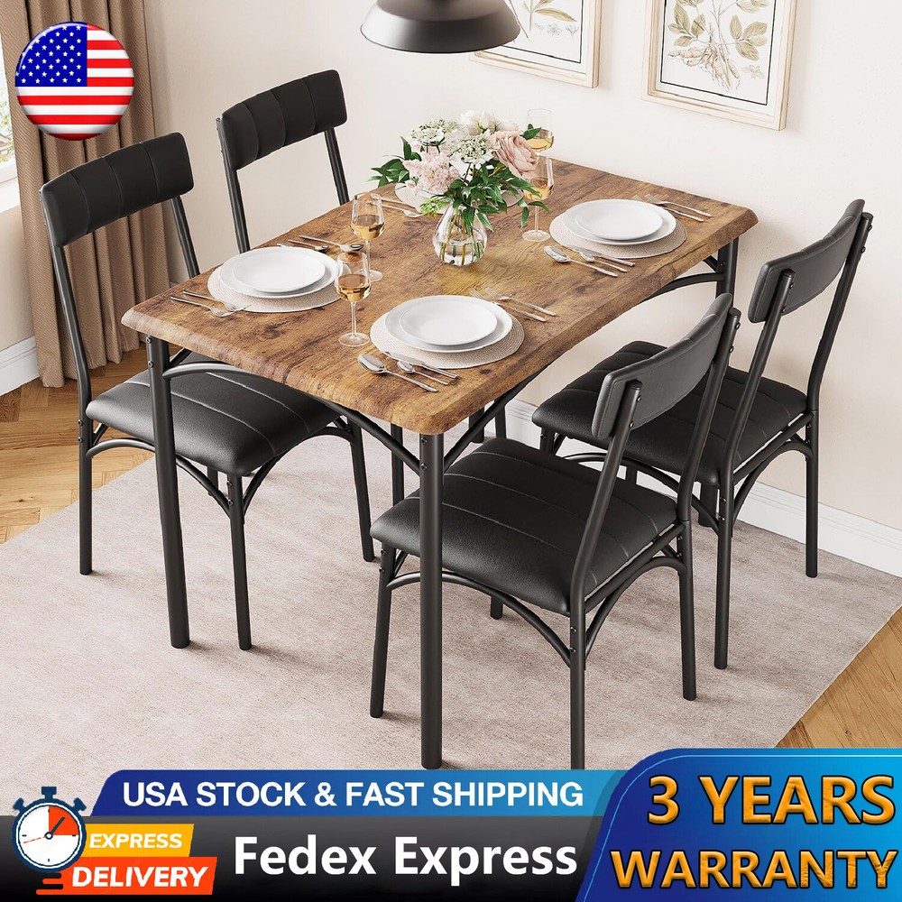 5 Piece Dining Room Table Set for 4 Kitchen Table and 4 Upholstered Chairs Home