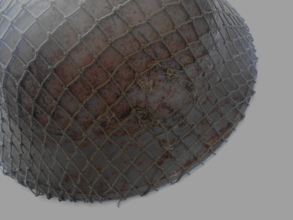 worn damage 2ww cotton Helmet net British Army second war used