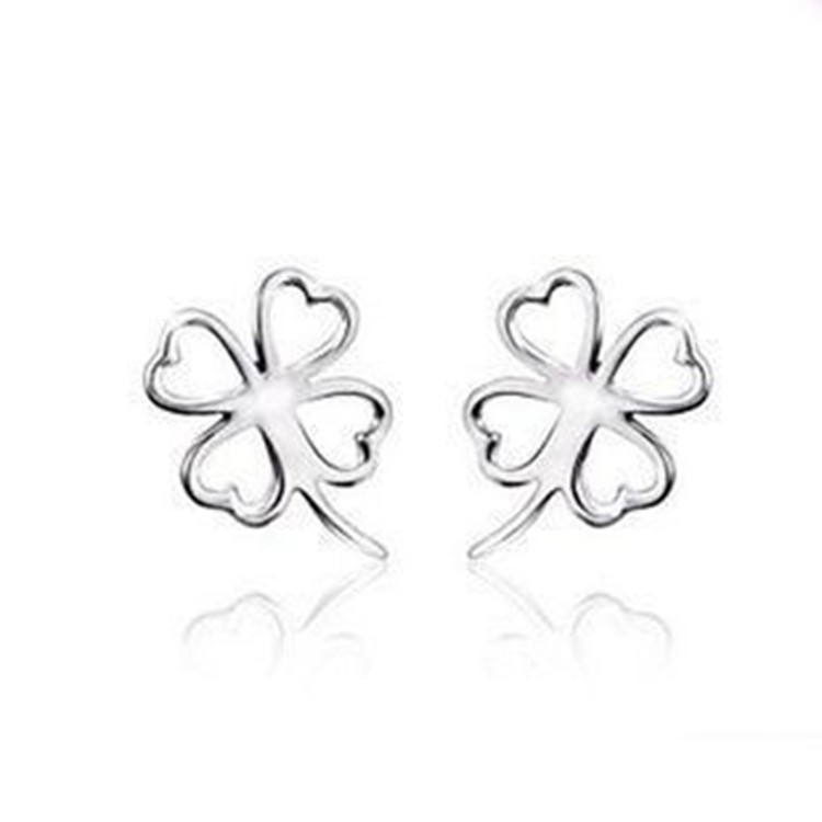 .925 Sterling Four Leaf Clover Stud Earrings