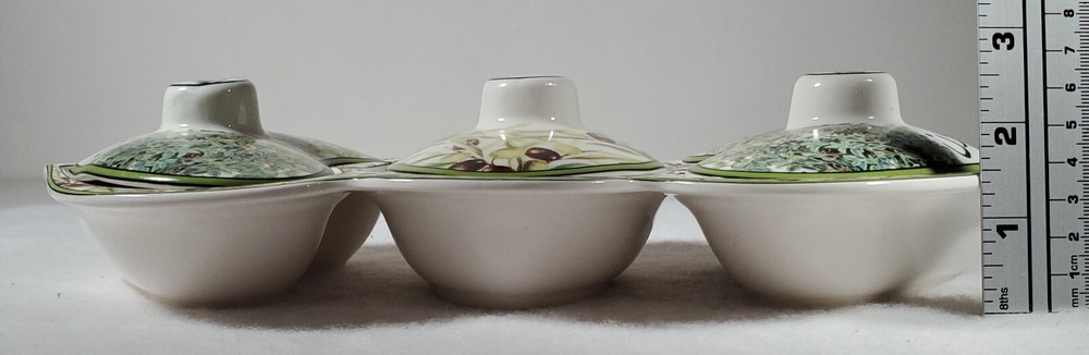 Zeit And Zaatar Three Sectioned Covered Ceramic Serving Tray Olive Oil Arabic