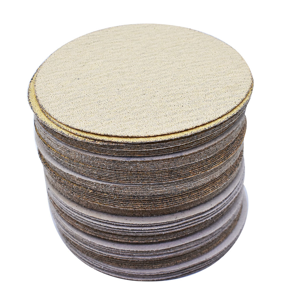 100 Pack 6 Inch 60 - 320 Grit NO-Hole Hook Loop Pads Flocking Sanding Discs New