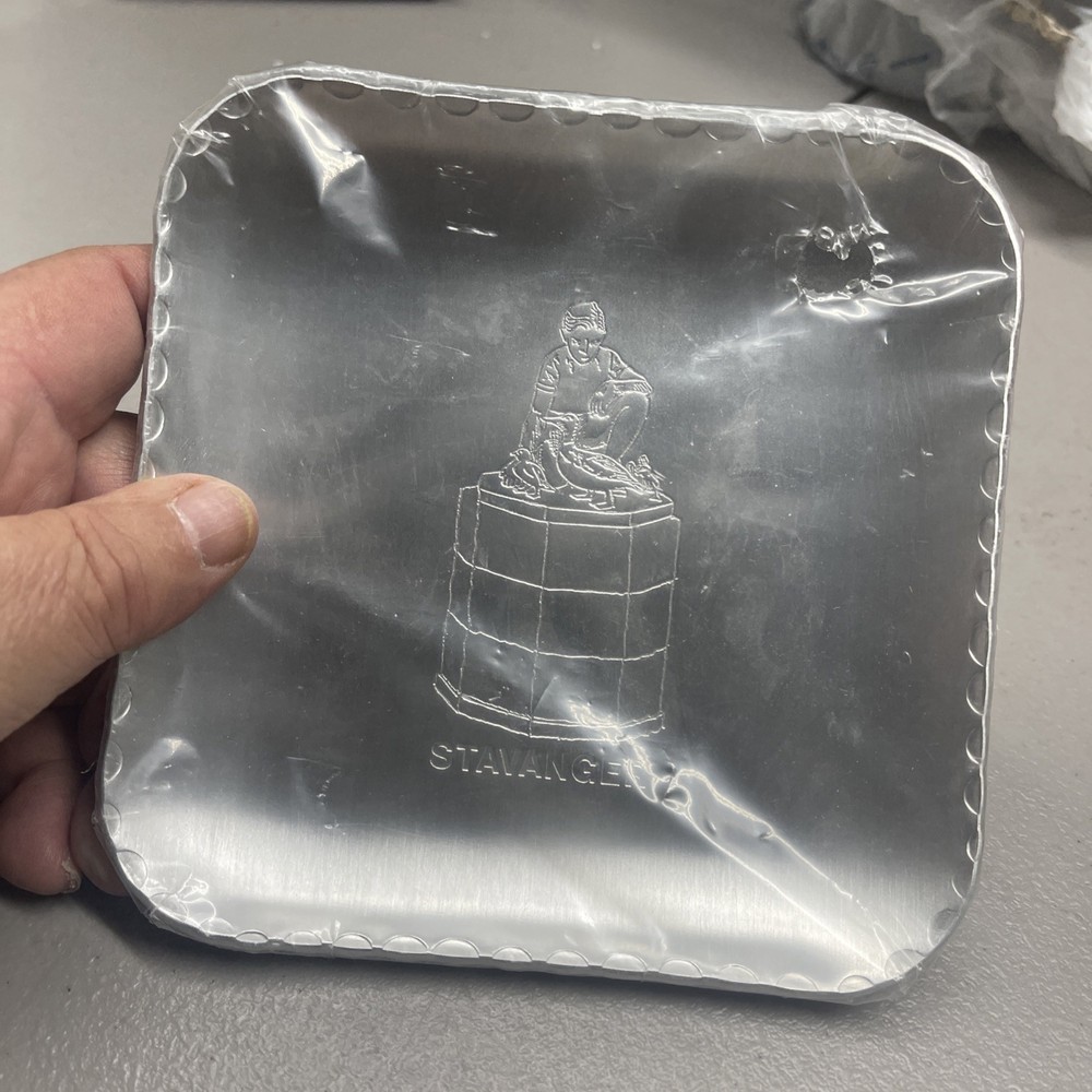 Vintage Silver Plated Tray Stavanger Engraved Small  RARE !!!