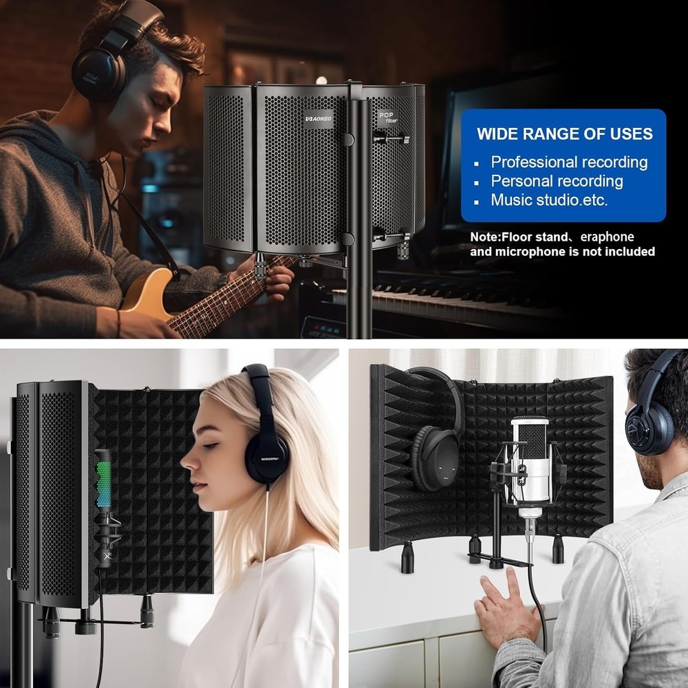 Studio Microphone Isolation Shield with Pop Filter - Enhanced Vocal Clarity