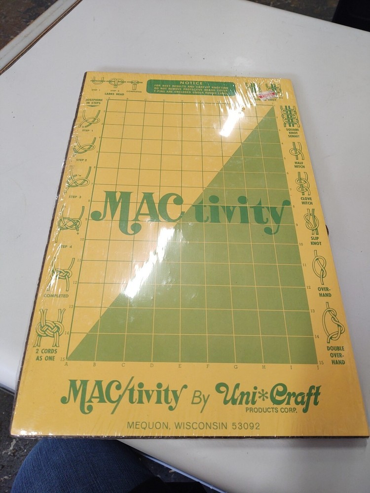 Vintage MACtivity Uni Craft Macrame Work Board & T-Pins 12” X 19”