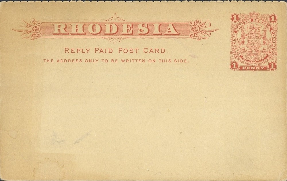 Rhodesia postal reply card unused