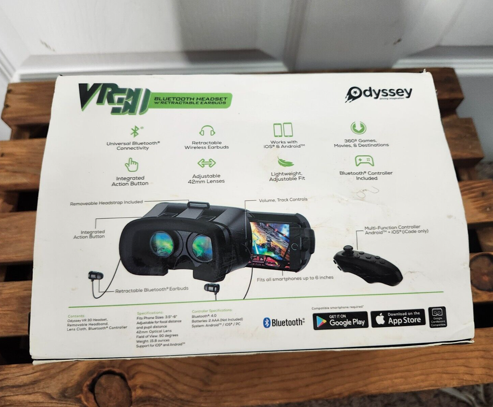Odyssey VR 3D Pro Elite Virtual Reality Headset with Retractable Earbuds