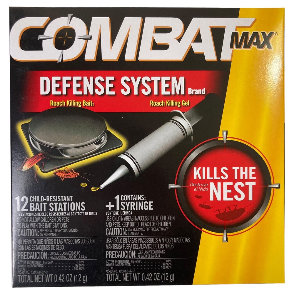 (2) Combat Roach Killing Baits Systems Gel Child Resistant 12 Stations Kill Nest