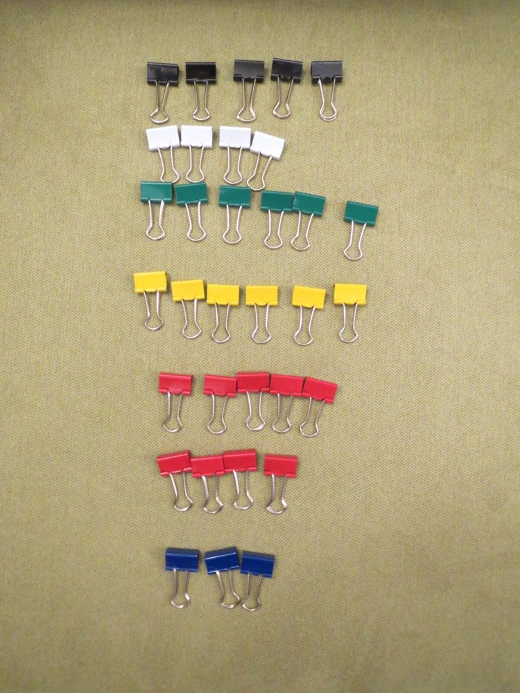 Small Binder Clips 3/4 inch, 19 mm wide Assorted Colors 60/Pack