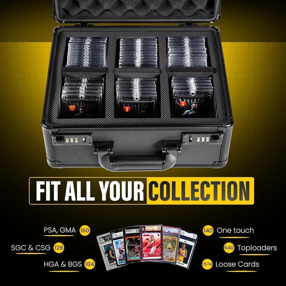 Graded Card Storage Box with Combination Lock – Waterproof Slab Carrying Case...