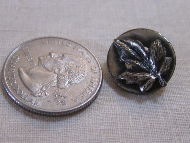 Antique Sam Biern NY Brass Button w/ Applied "Leaf" Motif Highly Collectable