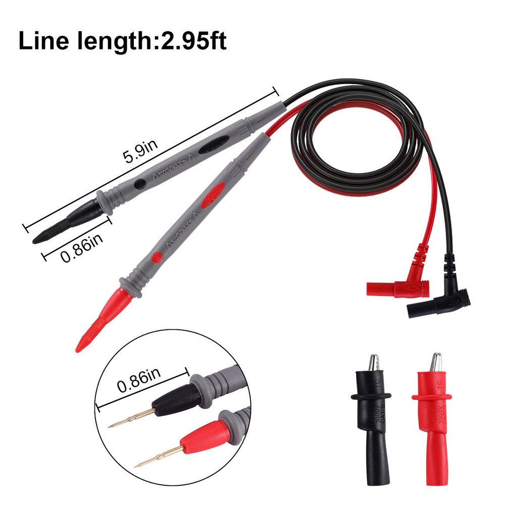 2X Digital Multimeter Meter Electrical Probe Wire Cable Test Lead Alligator Clip