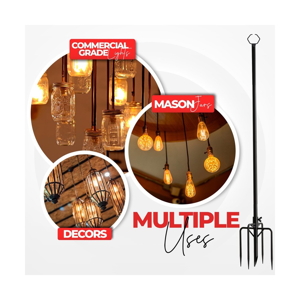 Utopia Home 4 Pack String Light Poles 9FT, Light Poles for Outside String Lig...