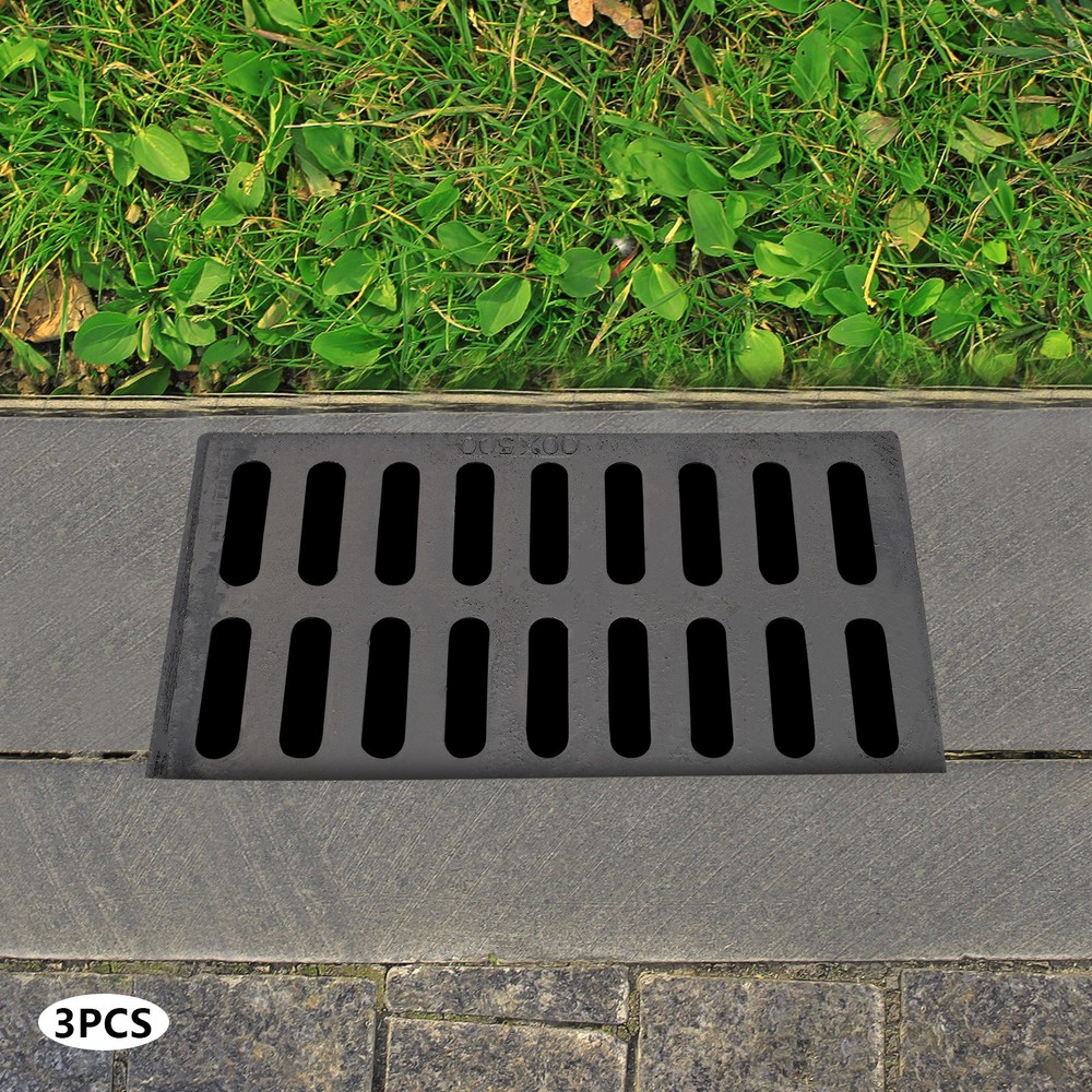 3-Pack Durable Ductile Cast Iron Drain Grate for Channel Drainage System