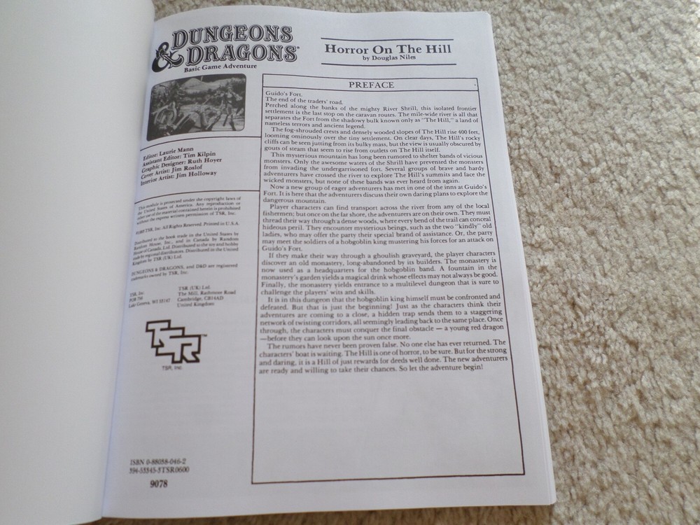 Horror on the Hill B5 Dungeons & Dragons adventure module