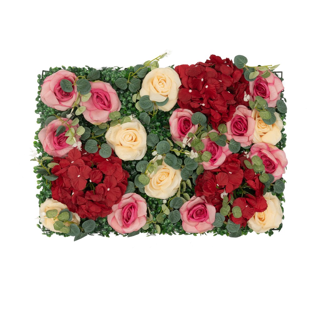 6 Pcs Wedding Artificial Flower Wall Panel Backdrop Rose Hydrangea Flower Decor