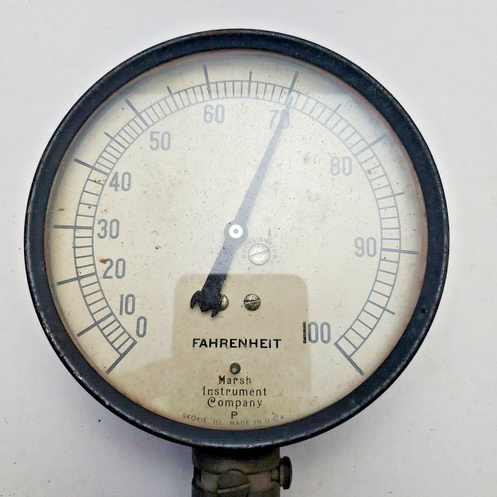 Marsh Instruments Fahrenheit Thermometer 0-100 Degrees Face 5" Adjustable Sensor
