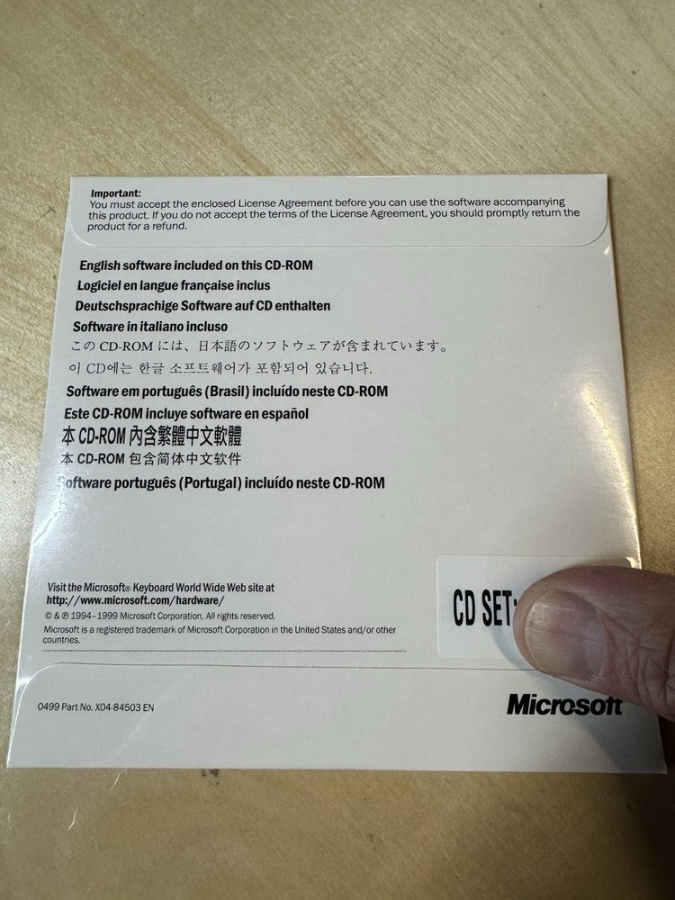 SEALED 1999 Microsoft IntelliType Pro Keyboard Software CD