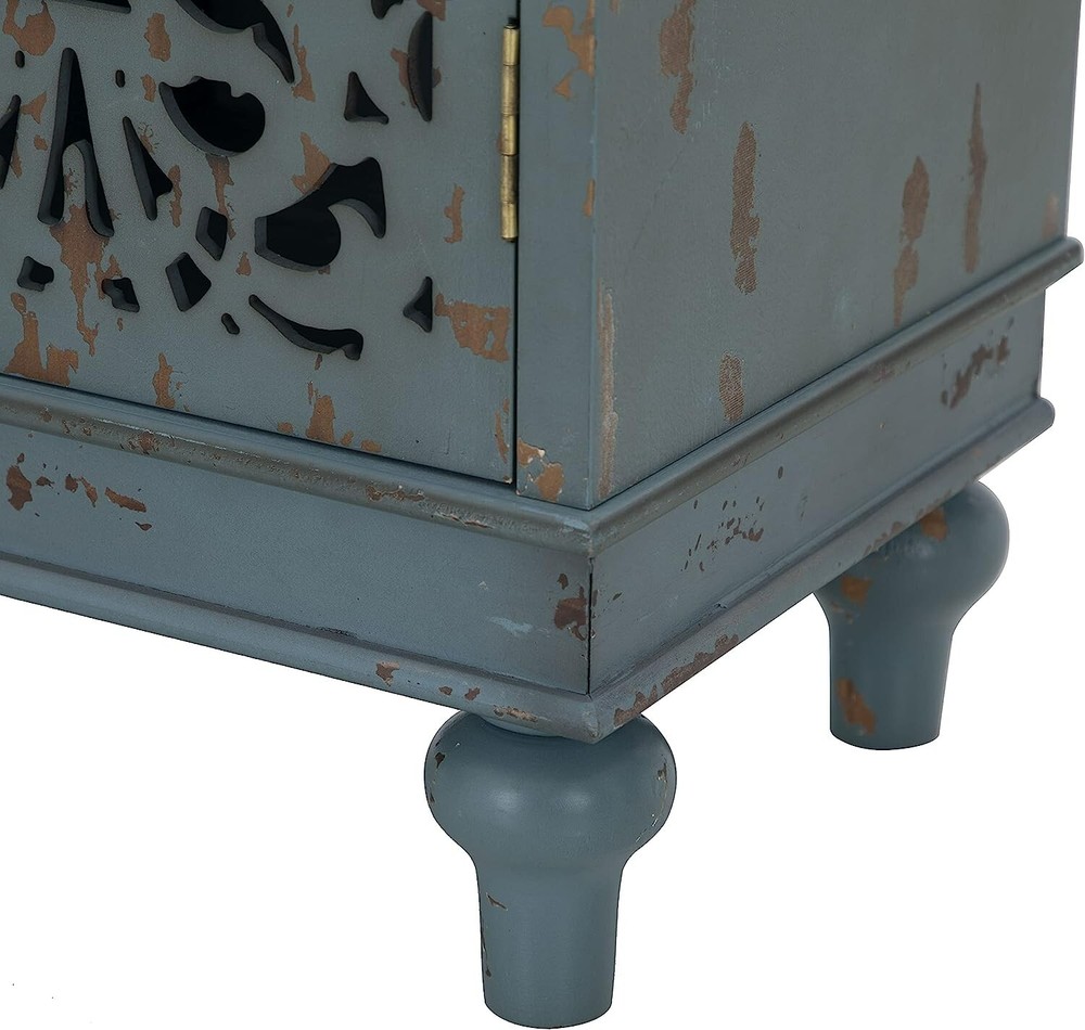 PHI VILLA 47.4" Tall Accent Distressed Cabinet Storage 2 Doors Handmade Rustic