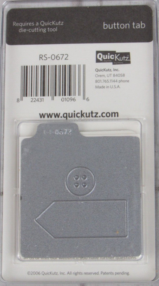 QuicKutz Button Tab 2x2, 1 Cutting Die Set RS-0672