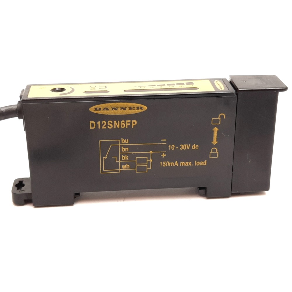 Banner D12SN6FP Plastic Fiber Optic Sensor, Input: 10-30VDC, Output: NPN