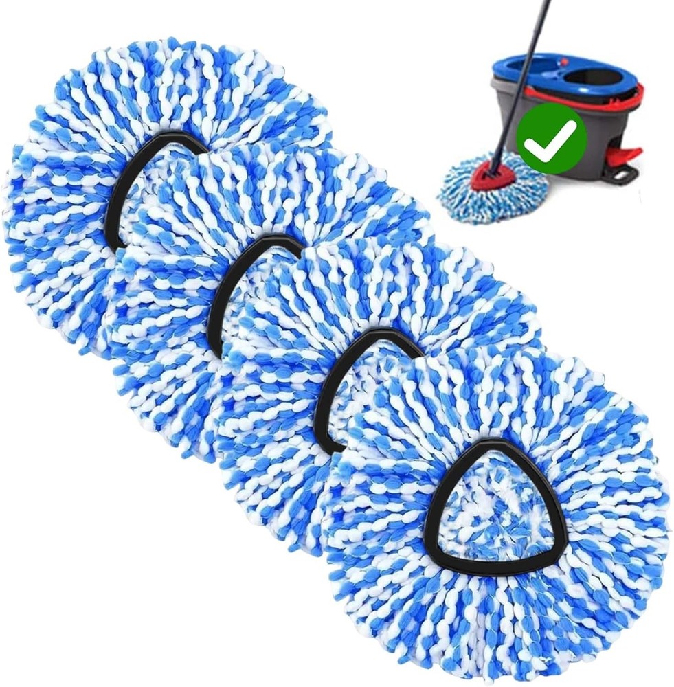 4-Pack Microfiber Mop Heads for 2-Tank Spin Mops and Refill Accessories
