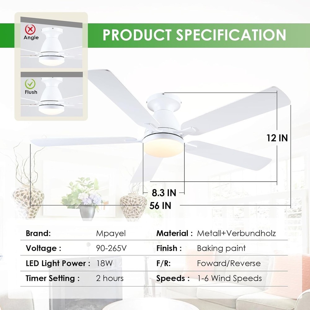 Sophisticated 56" Ceiling Fan with Dimmable LED Light and Stylish Remote Control