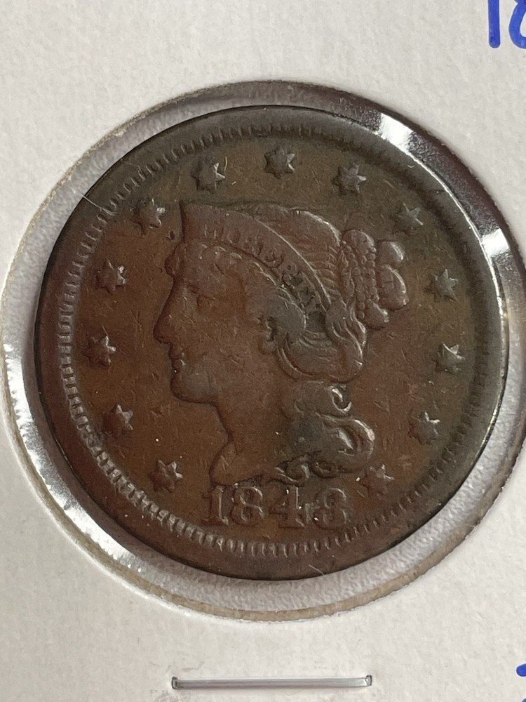 1848 Braided Hair Large Cent Fine