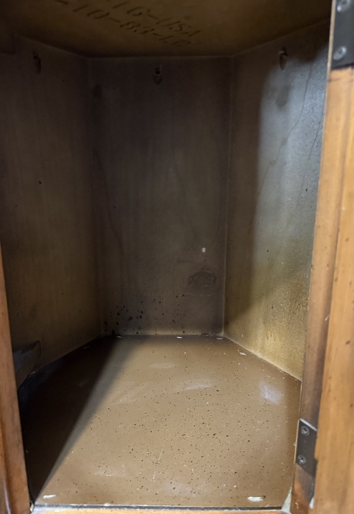 Vintage Solid Wood Hexagon End Table / Side Table With Storage And Brass Handles