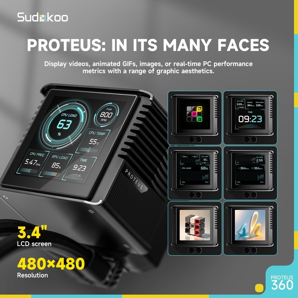 Sudokoo Proteus 360 AIO LCD Liquid CPU Cooler (OPEN BOX)