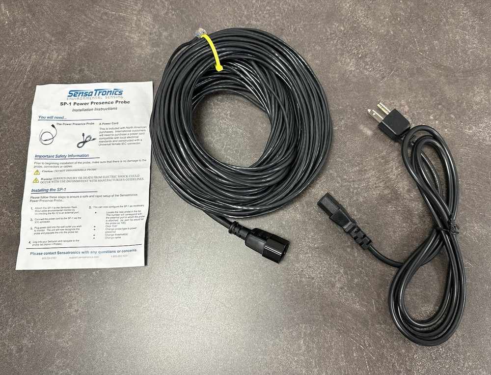 SensaTronics Environmental Sensing Senturion Rack Power Presense Probe, 100-Ft.