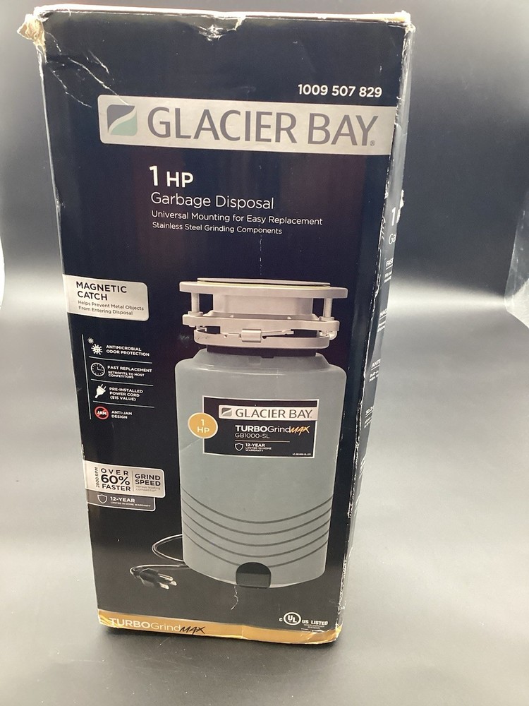 Glacier Bay 1 hp Turbo Grind Max Continuous Feed Garbage Disposal Open Box