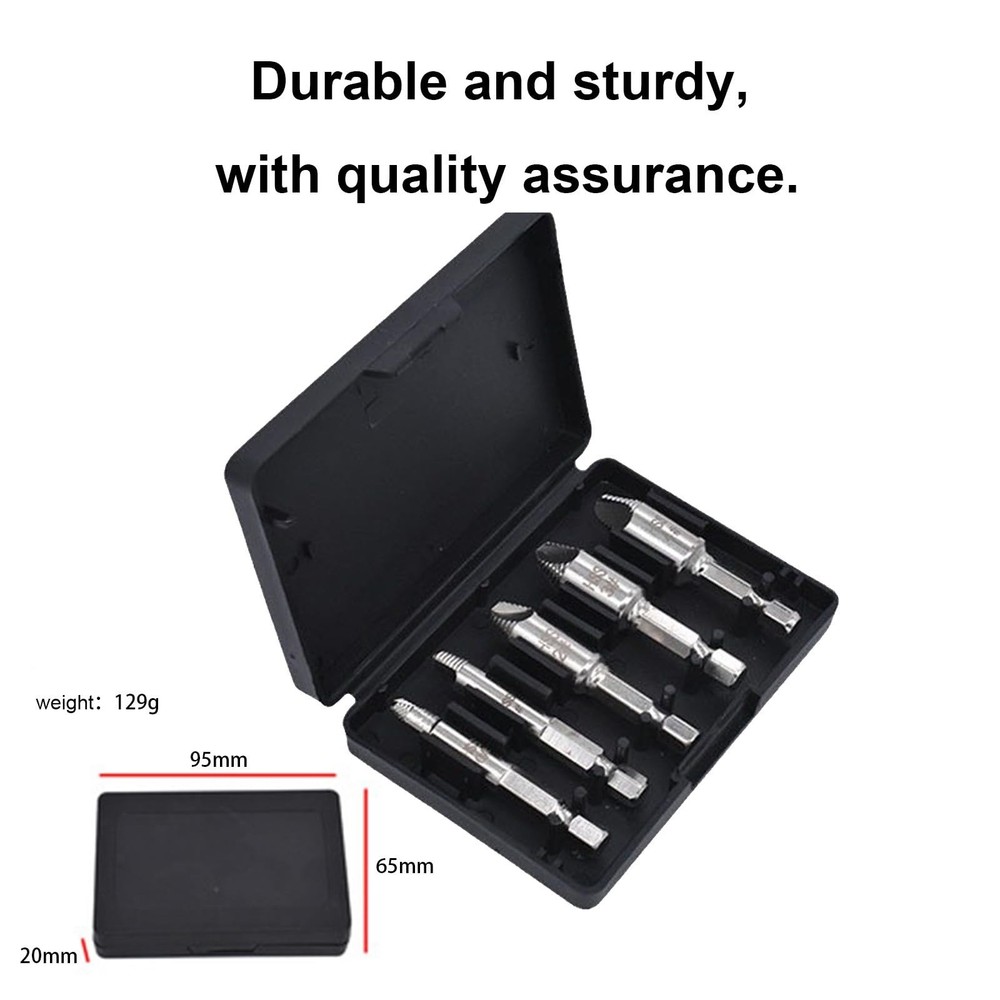 Hex Shank Broken Screw Extractor Kit 6Pcs Reverse Thread Stripped Screw Remov...