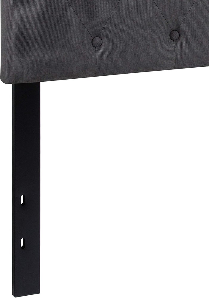 Elegant Tufted Upholstered Queen Size Headboard - Adjustable Height, Dark Gray