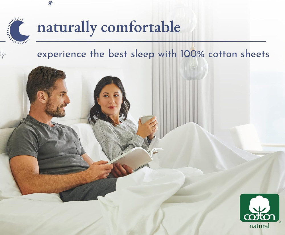 100% Cotton 2-Pack Twin Size Bed Sheets, Soft & Durable Twin Bed Sheets Set with