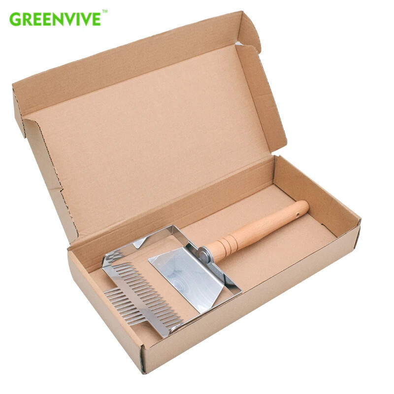 Super Large 23 pins Uncapping Fork Honeycomb Honey Scraper Wooden Handle