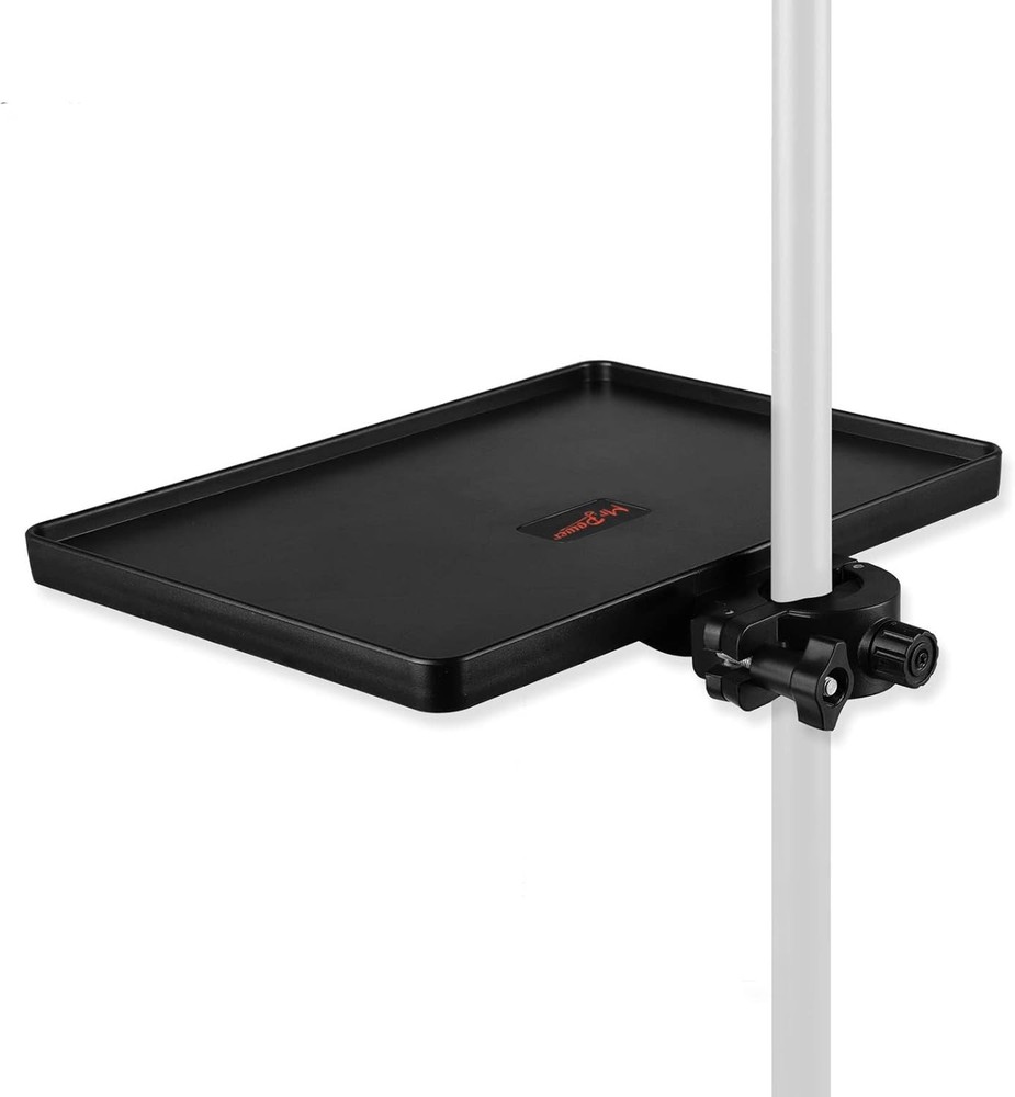Compact Clamp-On Mic Stand Tray - 4 lb Capacity for Efficient Accessory Storage