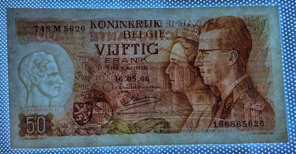 BELGIUM 1966 50 FRANCS KING QUEEN UNC