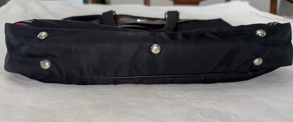Texier Nylon Laptop Computer Bag Tote Multicolor Stripe Pockets Shoulder Work