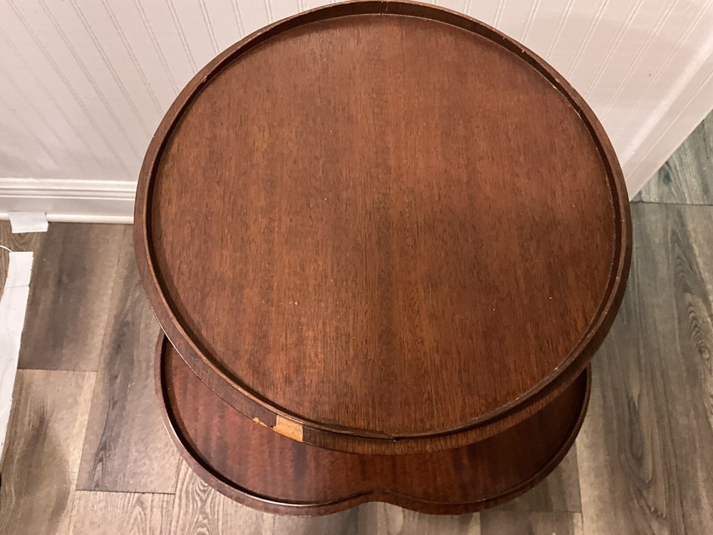 Solid Walnut 2 Tier End Table / Dumbwaiter Table Pre-owned