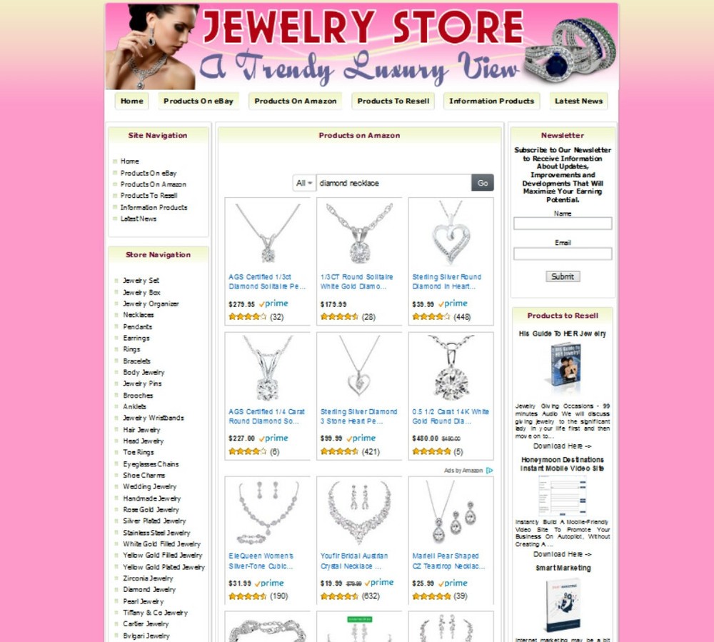 AMAZON STORE Ready Made Jewelry Affiliate Business Website Amazon+Google