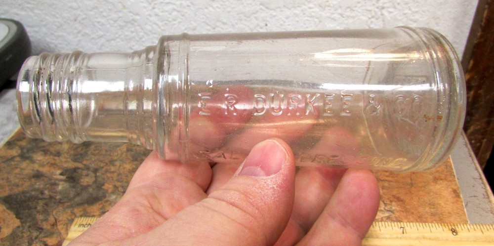 vintage ER Durkee Salad dressing bottle, missing cap & label, fun kitchen decor