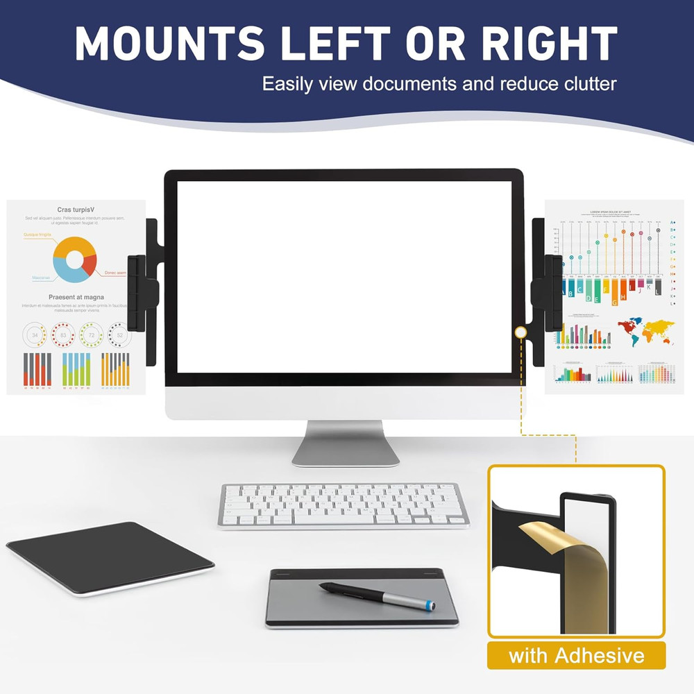 Monitor Mount Document Clip, Document Holder for Typing Clips to Laptops & Monit