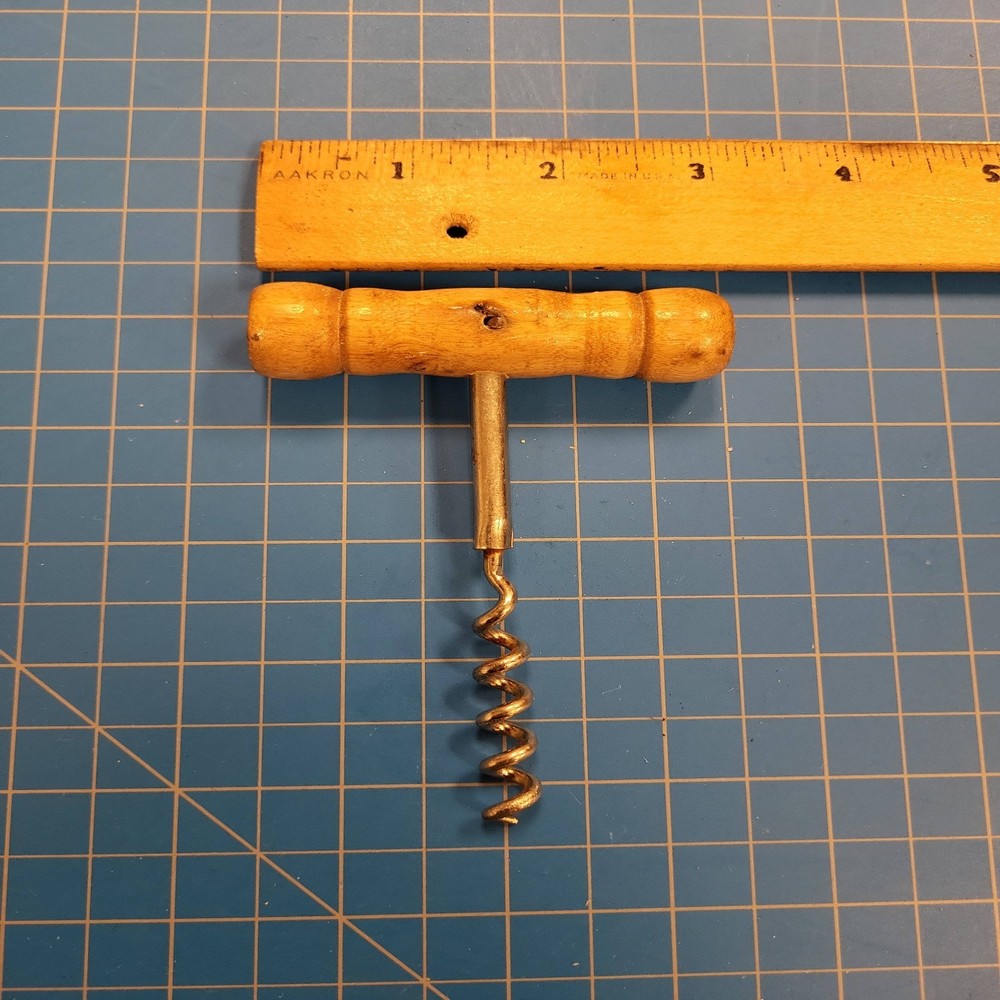 Vintage Corkscrew Wood Handle Wine Bottle Opener Bar Tool Worm Puller Kitchen
