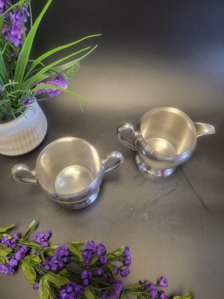 ACADEMY - Silver Plate Cream & Sugar Bowl #116 (Excellent Condition)