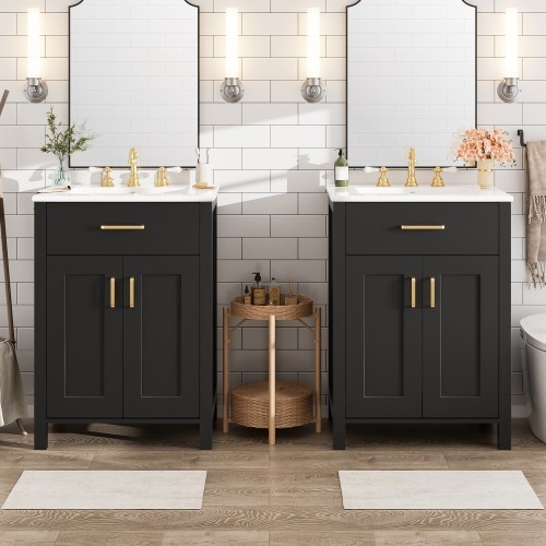 Ample Storage Bathroom Sink Vanity Solid Wood Frame 48 inch Vanity Bathroom