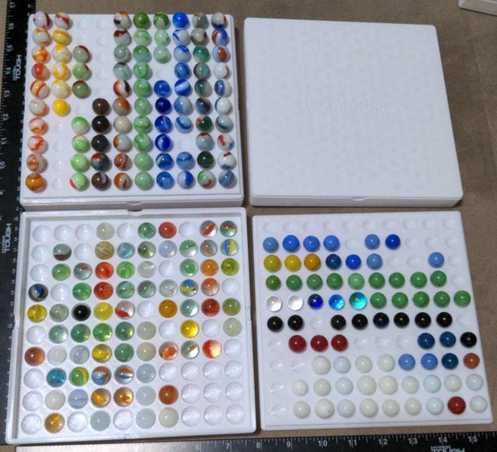 NO MARBLES - LARGE White 100x 20mm Marbles Display Storage Sorting Tray Case