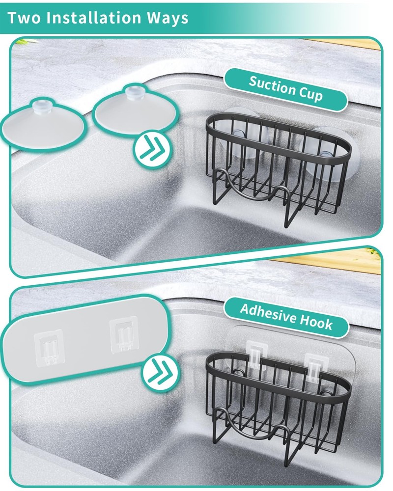 HapiRm Multifunctional Sponge Holder with Unique M-Shaped, 2 Installation Method