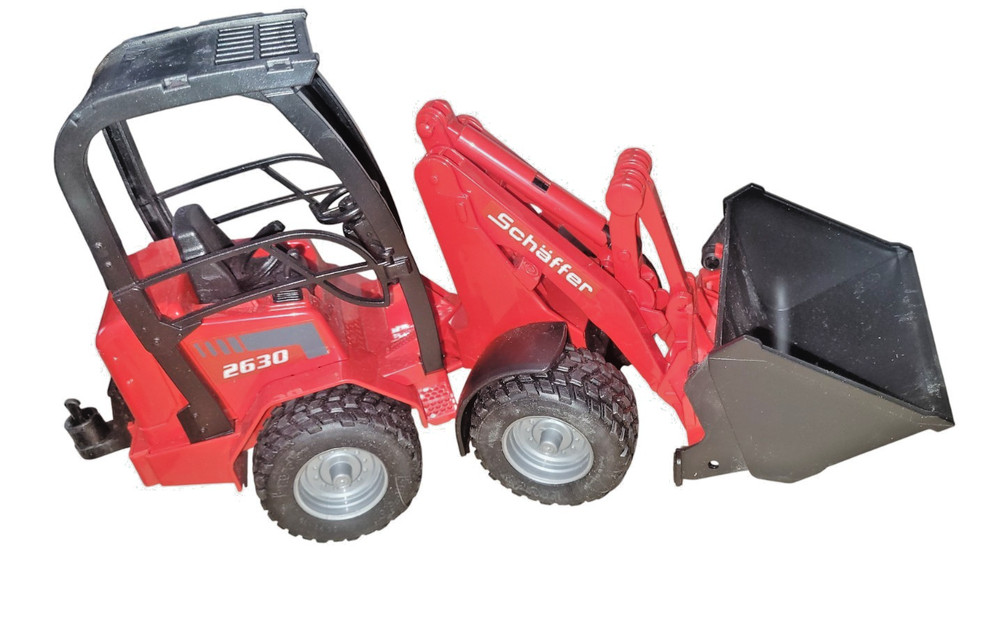 Bruder Schaffer 2630 Compact Loader w/ Bale Grabber & Shovel Attachments - 1:16