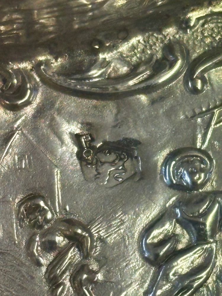 Solid silver antique Dutch decorative box dish pot